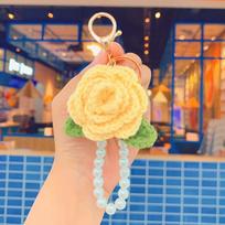 Crocheted Rose Anti-lost Chains Wrist Strap Lanyard Decorative For Mobile Phone Bags Keys Pendants Gift Accessories