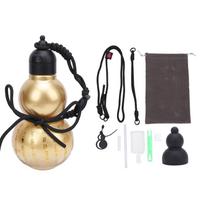 Gourd Water Bottle PCTG 800ml Chinese Retro Portable Drinking Gourd Sports Bottle with Straw Strap L black