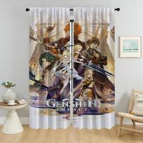 Anti-mosquito Curtains for Living Room Genshin Impact Shades Partition Window Curtain Tulle for Bedroom Halloween Decoration W50xH70cmx2pcs-CL