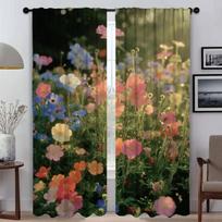 Partition Wildflower Elegant Room Curtains 2 Pieces Shades Window Curtain for Room 2 Panel Tulle for Bedroom Living Kitchen Home W50xH70cmx2pcs-CL