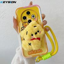 KEYSION Mielas 3D animacinis pliušinis dėklas Infinix Spark 30C su dirželiu Minkštas silikoninis smūgiams atsparus telefono dėklas Infinix Spark 30C for Spark 30C