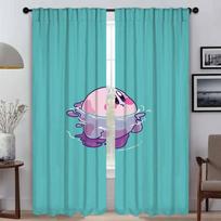 Kitchen Curtains for Bedroom Kawaii Cartoon K-Kirbys Window Curtain for Room 2 Panel Partition Shades Home Interior Curtains W50xH70cmx2pcs-CL blue