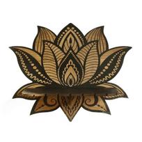 Meditation Lotus Faux Crystal Shelf Wooden Candle Holder Stone Display Wall Floating Shelf Decoration Living Room Bedroom Bathroom Storage Rack A