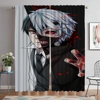 Window Curtain for Room 2 Panel Tokyo Ghoul Partition Curtains Child Room Shades Tulle for Bedroom Halloween Decoration Living W50xH70cmx2pcs-CL