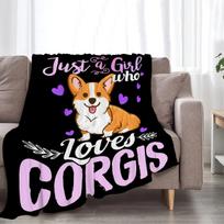 Cute Cartoon Animal Corgi Flannel Blanket Sofa Sheet Bedspread Blanket 70x100cm gray