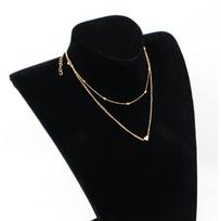 1Pcs  Necklace  Boho Silver Choker Double Chain Jewelry Women Beads Necklace ARI auksas