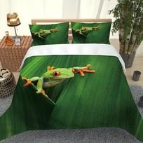 Children'S Quilt 3D Animal Frogs Print Bedding 3Pcs Fashion Duvet Cover Set For Bedroom, Guest Room Soft Comfortable W90xL190cm