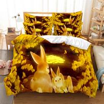 Rabit 3D Digital Bedding Sets Home Bedclothes Super King Cover Pillowcase Comforter Textiles Bedding Set  bed cover set EU single(135x200cm)