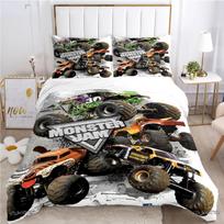 Monster Truck Duvet Cover Catroon Monster Jam Bedding sets Soft Quilt Cover and Pillowcases for Teens Single/Double/Queen/King EU single(135x200cm)