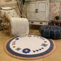 Retro Round Carpet Thickened Bedroom Bedside Carpet Computer Chair Dirt Resistant Cartoon Washable Diameter 60cm gray