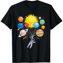 Funny Astronaut Space Balloon Planet Science Solar System T-Shirt M juoda