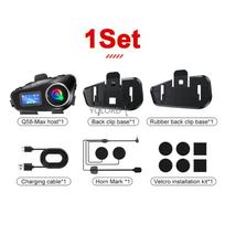 Helmet Intercom Motorcycle Wireless Bluetooth Headsets Intercomunicador Moto Riders Hands-Free Call Music Sharing Earphone black