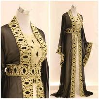 Farasha Stylish Long Dress Islamic Dubai Kaftan Moroccan Hand Work Gown Abaya XS juoda