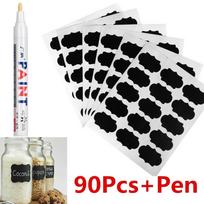 90 vnt / rinkinys Neperšlampamas prieskonių uogienės stiklainis buteliuko etiketės Lenta Etikečių žymeklis Rašiklio etiketės Lipdukai 90Pcs Sticker&1 Pen