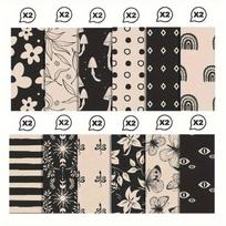 24-Piece Bohemian Ivory and Black Patterned Craft Paper Set for Scrapbooking, Card Making, and Diary Supplies 24pcs white