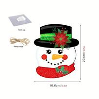 1Pc Christmas cartoon snowman wooden hanging, window door holiday home decoration wooden hanging, Christmas family party decoration supplies small black