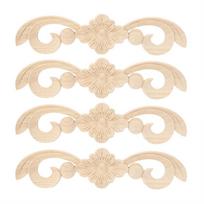 4Pcs Beautiful Flower Carved Applique Long Carving Decal Home Furniture Decoration