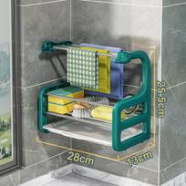 Kitchen Drain Rag Rack Wall-mounted Punch-free Countertop Rack To Dry Sponge Dish Cloth Rack Storage Storage AVE žalia