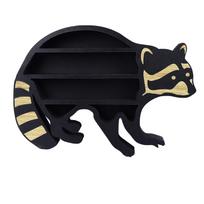 Crystal Display Shelf Raccoon Design 3 Tiers 13.8in Long 9.1in High Wood Stone Shelf Display for