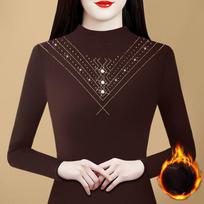 New Winter Double-sided German Velvet Base Shirt for Women Thickened Warm Tops for Diamonds and Slim T-shirts M