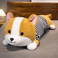 Giant Plush Toy Big Sleeping Dog Stuffed Puppy Corgi Husky Baguett Soft Animal Toy Soft Pillow Baby Girls Birthday Gift 50cm ruda