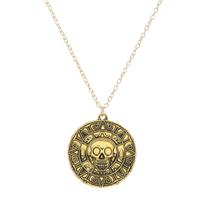 Movie Accessories Akg Pirates Aztec Gold Color Coin Necklace Retro Skull Pendant Punk Hip Hop Necklace