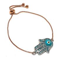 Natural Blue Evil Eye, Topaz Gemstone 925 Sterling Silver Bracelet 7-8  h2R28