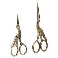 Retro Bronze Stainless Steel Carving Crane Shape Two Sizes Sewing Scissors