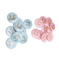 3packs Gender Reveal Button Pin Metal Material Blue Pink English Pattern Attractive Decorative balta