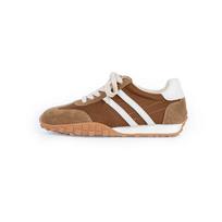 Women's Retro Color-Block Cowhide Sneakers - Thick-Soled German Training Shoes 38