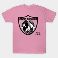 T Shirt Women Mickey Hammerz Harajuku Print Kawaii Tshirt Summer Short Sleeve Female T-Shirt Top Tee S rožinė