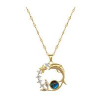 Dolphin Star Necklace Cubic Zirconia Sky Planet Pendant Necklace Ocean Animal Theme Clavicle