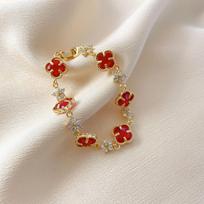 Bracelet Does Not Lose Colour Female Four-Leaf Clover New Zirconia Hand Jewellery Light Luxury Double-Sided Simple High-Level Feeling Bracelet