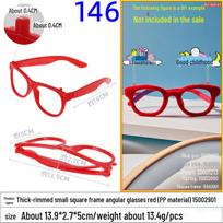Red Plastic Children's DIY Square Glasses Frame - Rough Edge, Spring Hinges, No Lenses