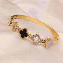 Titanium Steel Skeleton Bracelet Opening Adjustable Four-Leaf Clover Bracelet Light Luxury Design Hand Jewellery auksas