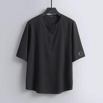Large Size Men's Chinese Style Stand-up Collar Cotton and Linen T-shirt Men's Loose Half-sleeved Summer T-shirt 9XL juoda