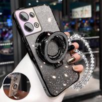Glitter Crystal apyrankės telefono laikiklio dėklas, skirtas Samsung Galaxy A36 A16 A06 S24 FE Note 10 Plus 20 S25 Ultra Plus laikiklio dangtelis Galaxy S25&TPU Soft Silicone juoda