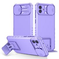 Slide Push Window Armor Shockproof Case For Samsung Galaxy A04 A04S A04E Stand Holder Camera Lens Protection Back Cover Samsung A04 violetinė