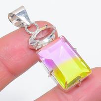 Natural Bi-Color Tourmaline, Topaz 925 Sterling Silver Pendant 1.77  t3a40