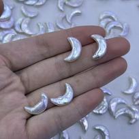2Pcs Spring Summer DIY Accessories Moon-Shaped Pearl Without Hole For Jewelry Making DIY Pendant Earrings Necklace Accessory 7x16mm/2pcs balta