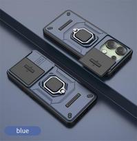 Šarvuotas dėklas Xiaomi Poco X6 Pro 5G F6 F5 M6 Pro C65 Apsauginis dangtelis Žiedas Magnetinis laikiklis Coque Fundas Capa For Poco X6 mėlyna