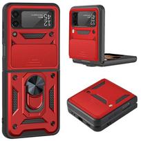 Armor Shockproof Case for Samsung Z Flip 5 Magnetic Car Ring Holder Stand Back Case Slide Lens Cover for Galaxy Z Flip 3 4 5G For Galaxy Z Flip 5