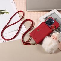 Fashion Girl Crossbody Bag with Sleep Doll Phone Case For IPhone16 15 14 13 12 11 Faux Leather with mirror, bracket card slot iPhone 16 Pro Max