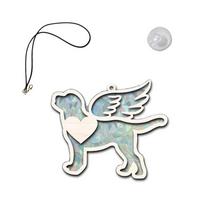 2024 Wooden Suncatcher Pet Dog Cat with Wings Hanging Plaque Pendant PVC Rainbow Maker Meditation Ornament Memorial Gift A06 gray