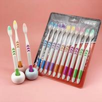 10pcs Toothbrush Soft Bristle Adult Bamboo Charcoal Household Fine Wool Toothbrush Antibacterial for Family Men and Women balta