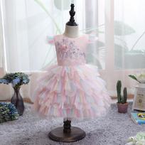 Toddler Baby Girls Layered Mesh Embroidery Princess Tutu Dress Seasonal Party Birthday Ball Gown S rožinė