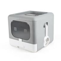Cat Litter Box Large Plastic Spill Proof Cat Toilet Gray pilka