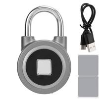 Fingerprint Padlock USB Charging Remote Authorization Unlocking Lock for Gym Cabinets SafesGrey pilka spalva