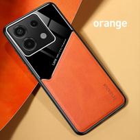 Odinės tekstūros dėklas Xiaomi Redmi Note Pro 13 5G Note 12 Pro 12S 11 11S dangtelis su magnetiniu laikikliu automobiliui Coque Fundas Capa Redmi Note 13 4G oranžinė