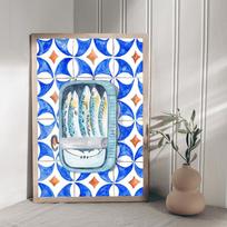 Colorful Sardine Lobster Fish Ocean Animal Classic Vintage Posters Whitepaper Prints Posters Artwork Kawaii Room Decor 21*30cm No Frame